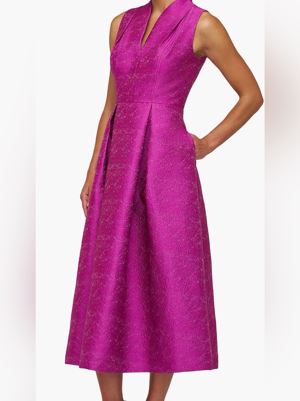 Kay Unger Magenta Textured Fit-and-Flare Formal Dress
